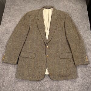 Samuelsohn Sport Coat Mens 44 Tall Brown Plaid‎ Houndstooth Wool Cashmere Blazer